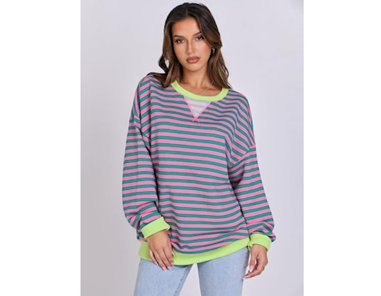 ANRABESS Striped Oversized Sweatshirt