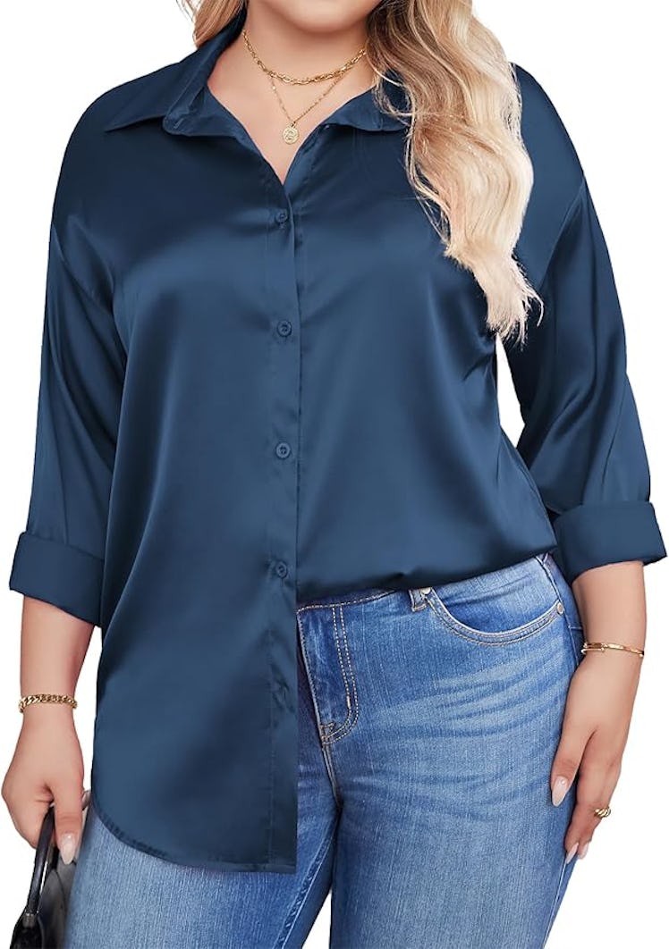 IN'VOLAND Satin Button Down