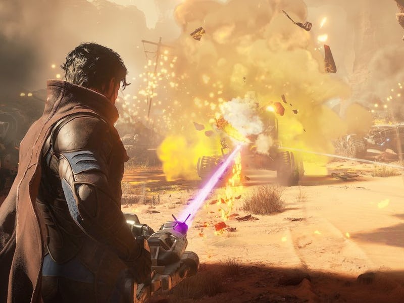 A player shoots a laser beam