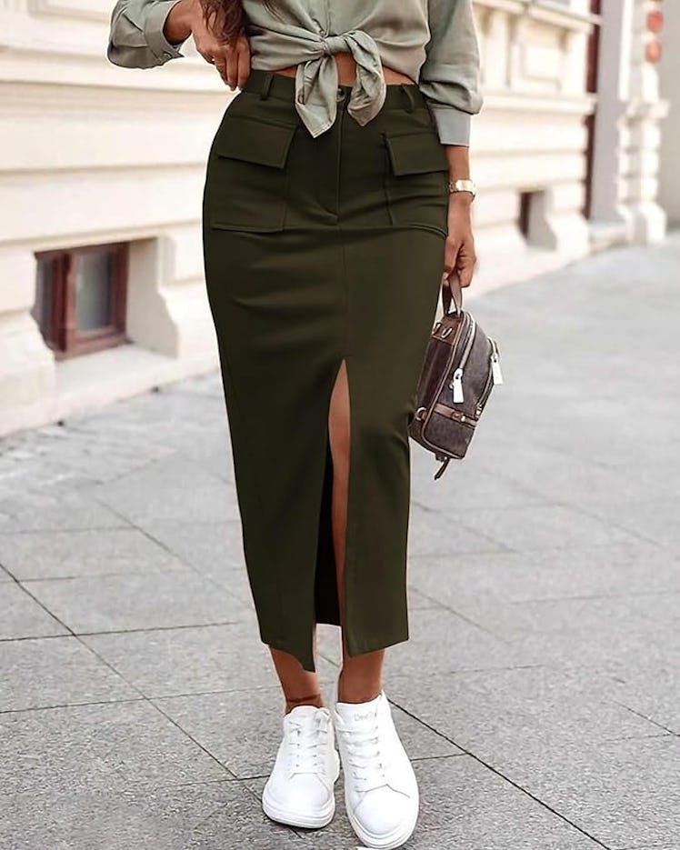 KIRUNDO High Waisted Cargo Skirt