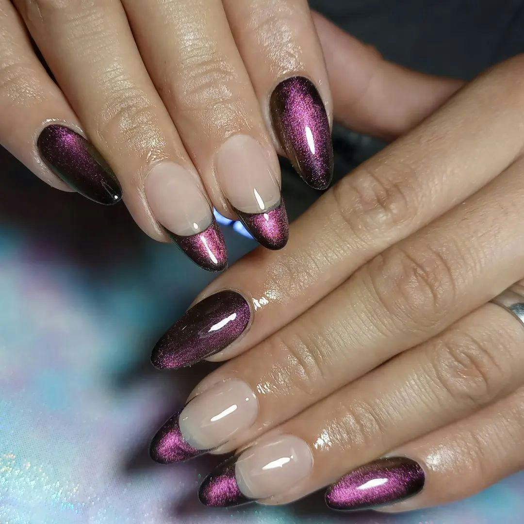 Scorpio signs would wear purple-tinted cat-eye nails with French tips.