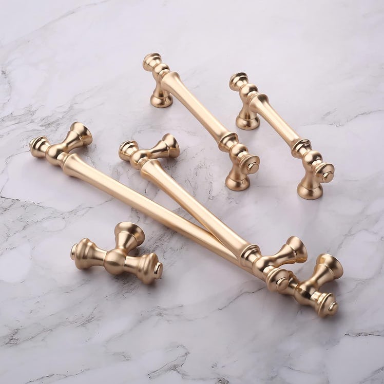 Asidrama Brushed Brass Cabinet Handles (6-Pack)