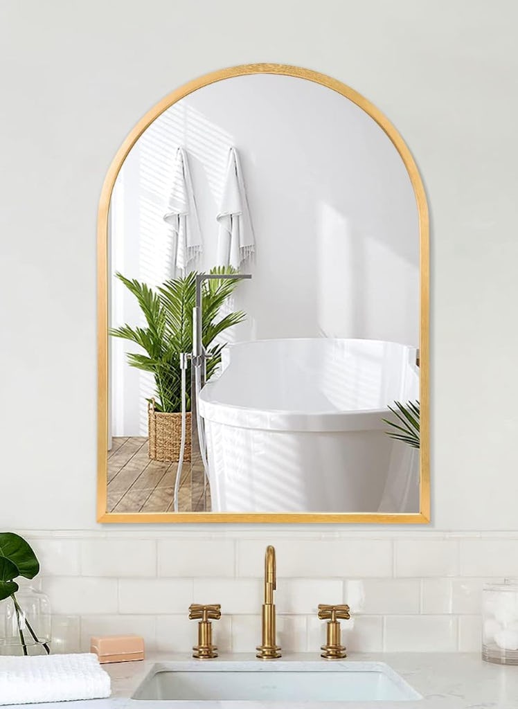 HLFMVWE Gold Arched Wall Mirror