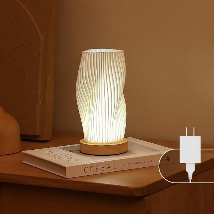 Dawnwake Bedside Lamp with Woodbase