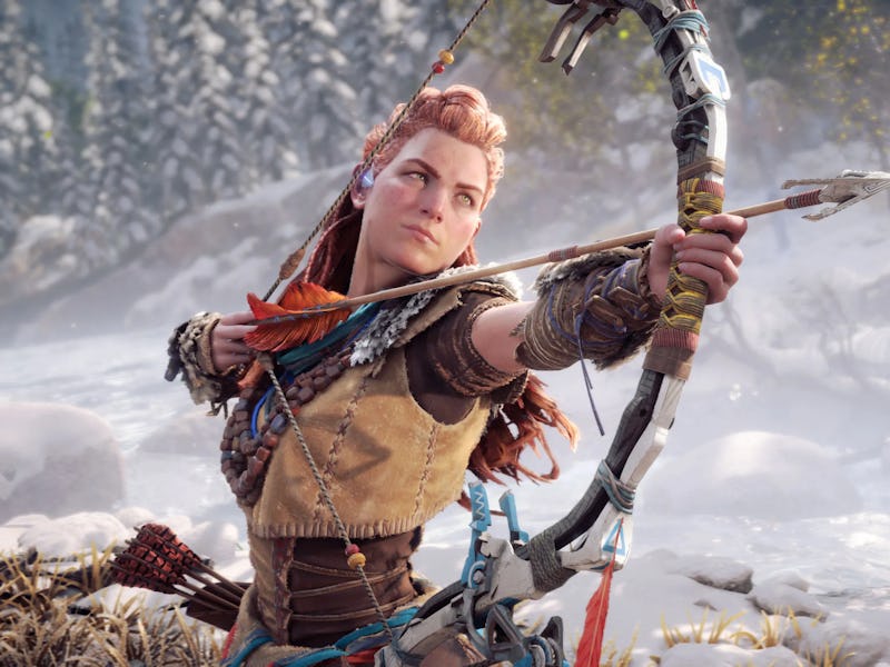 Aloy shoots an arrow