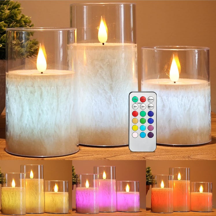ACROSS Color Changing Flameless Candles With Remote Control (Set of 3)