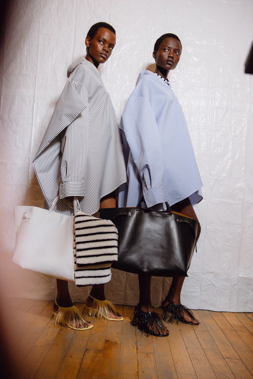 Backstage at Proenza Schouler RTW Spring 2025 as part of New York Ready to Wear Fashion Week on Sept...