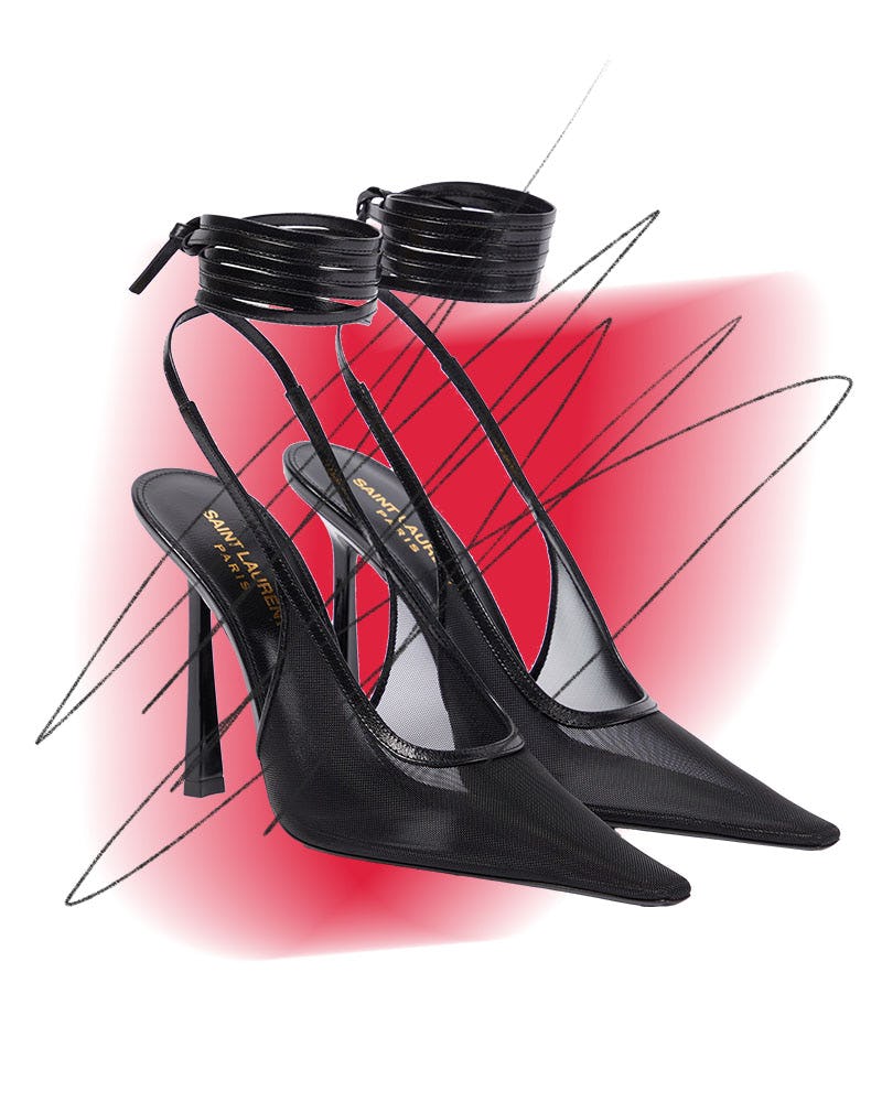 Saint Laurent Oxalis 110 Mesh Slingback Pumps