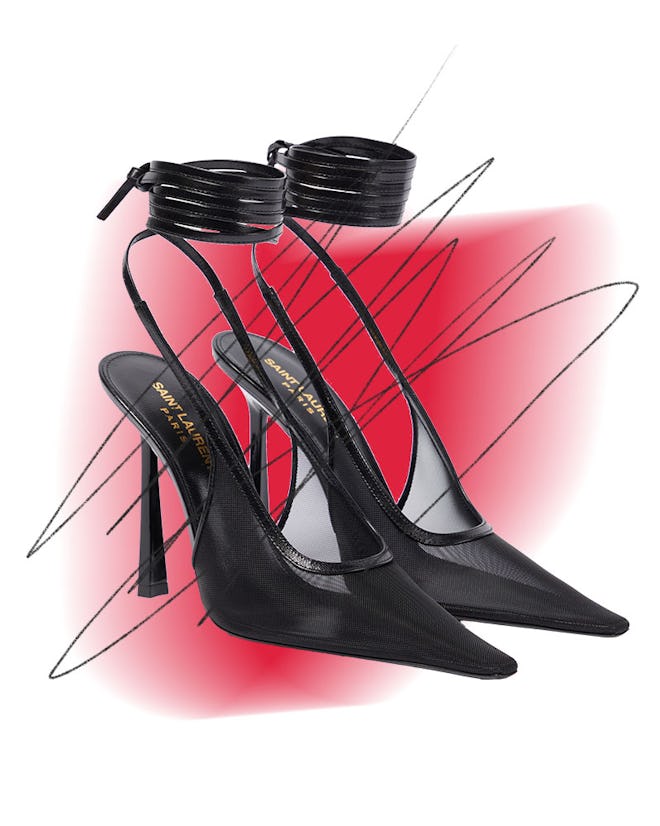 Saint Laurent Oxalis 110 Mesh Slingback Pumps