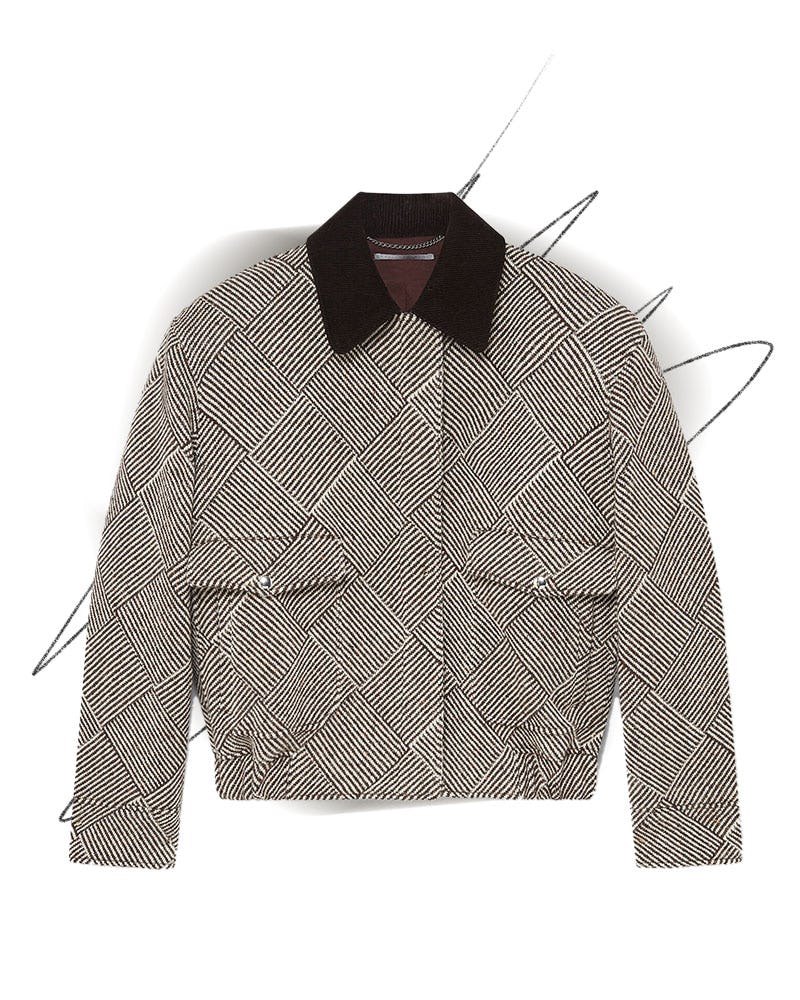 Oversized Tweed Bomber Jacket