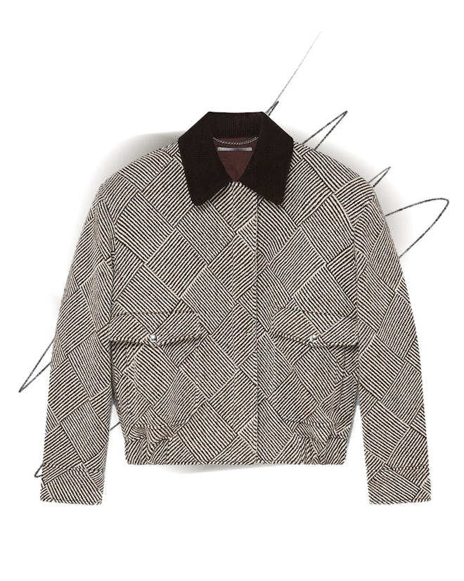 Oversized Tweed Bomber Jacket