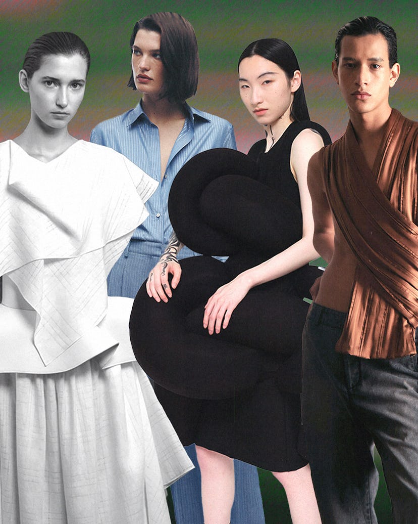 A collage of looks from the brands of Salon 1884, TWP, Melitta Baumeister, and Campillo