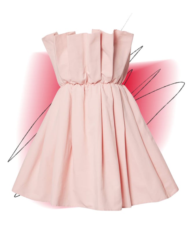 Staud Cordelia pleated cotton-blend minidress