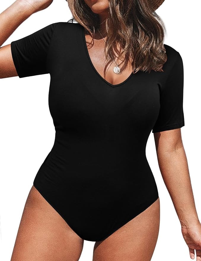 IN&rsquo;VOLAND Short Sleeve Scoop Neck Bodysuit Plus Size
