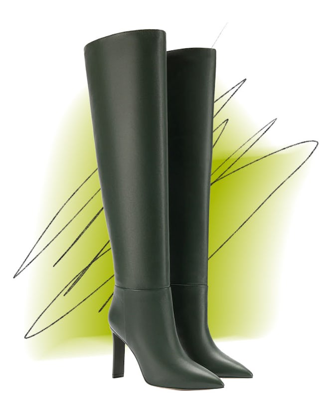 Larroudé x Jennifer Fisher Boot In Martini Green Leather