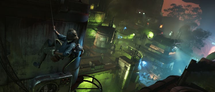 Kay Vess scales a building