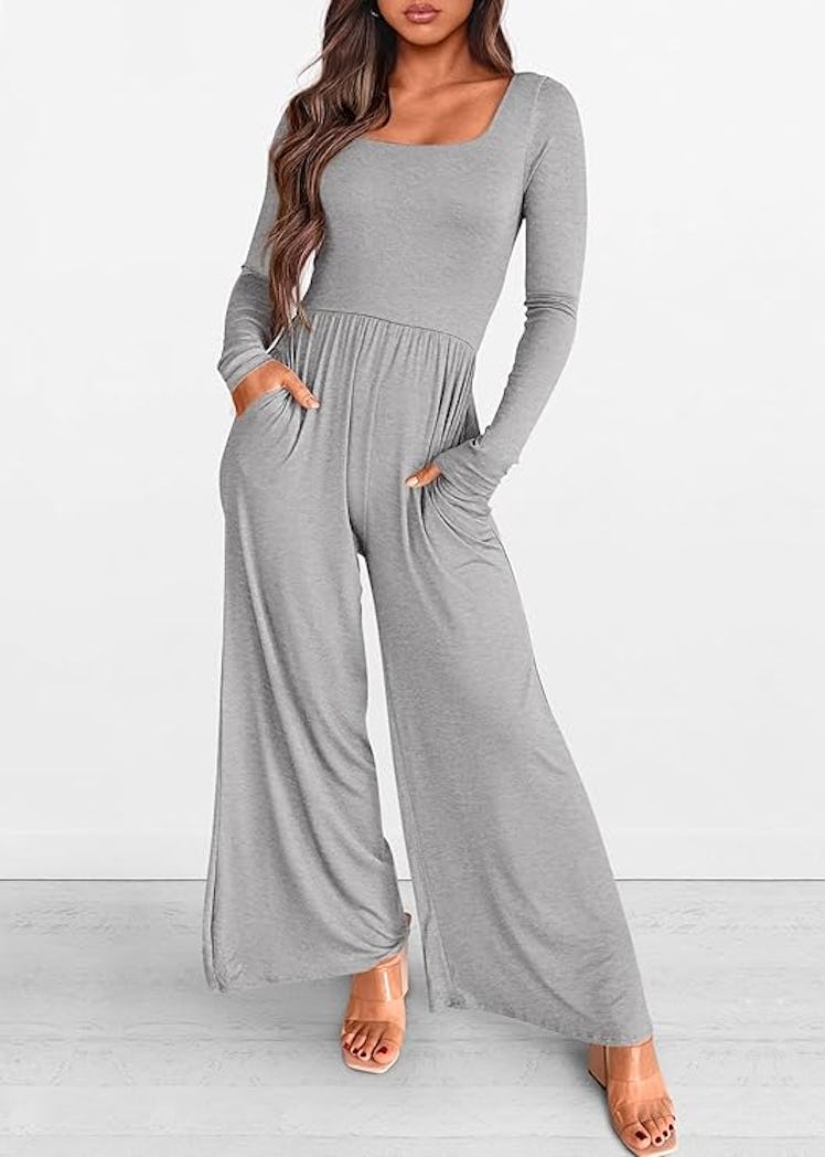 KIRUNDO Long Sleeve Wide Leg Jumpsuit