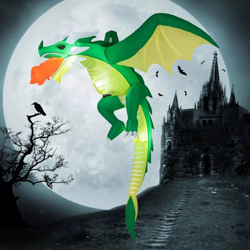 Costway 5-ft. Hanging Halloween Inflatable Fire-Breathing Dragon