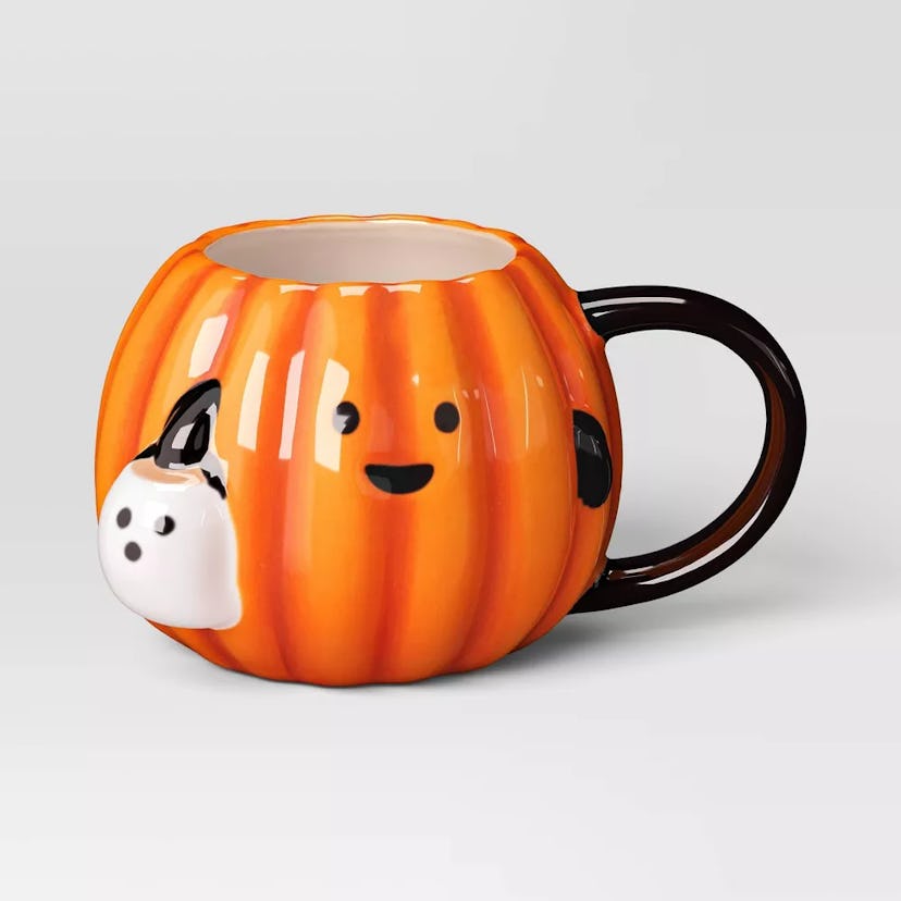 Halloween Stoneware Figural Pumpkin Mug Orange from target's halloween collection 2024