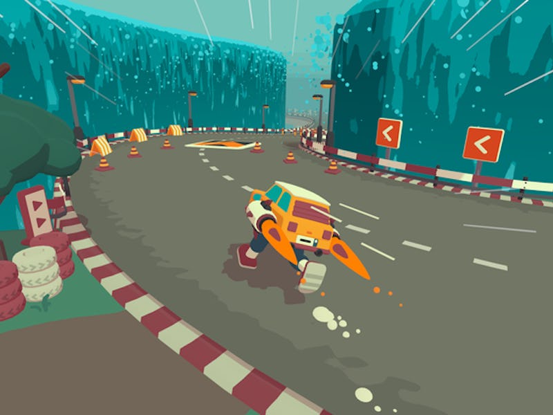 The What The Car? Car rounds a final corner towards the finish line