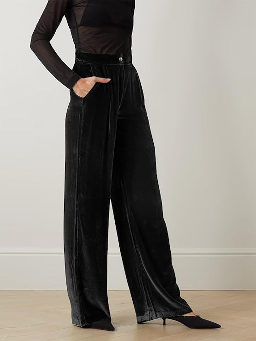 ECOWISH Velvet High-Waisted Pants