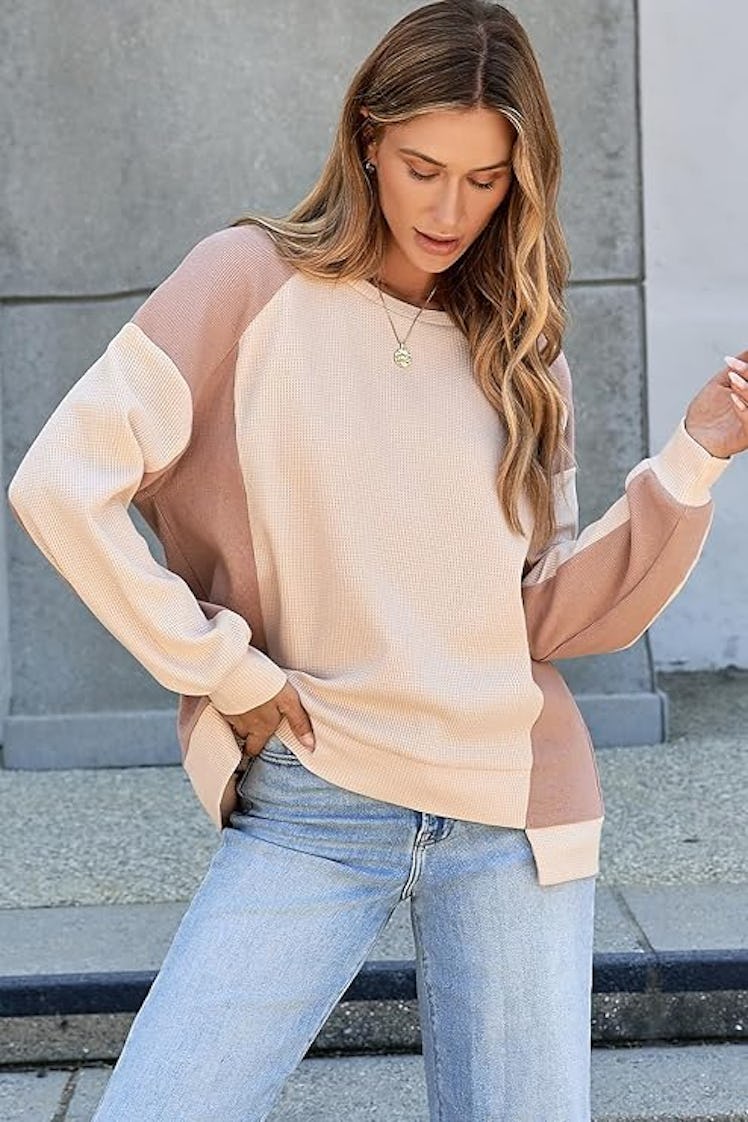 Dokotoo Oversized Waffle Knit Sweatshirt 