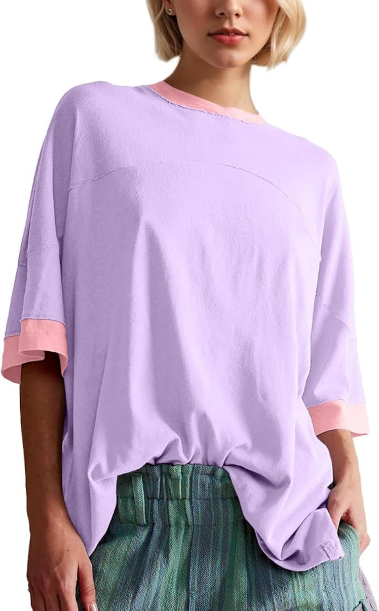 TERIVEEK Oversized Patchwork T-Shirt