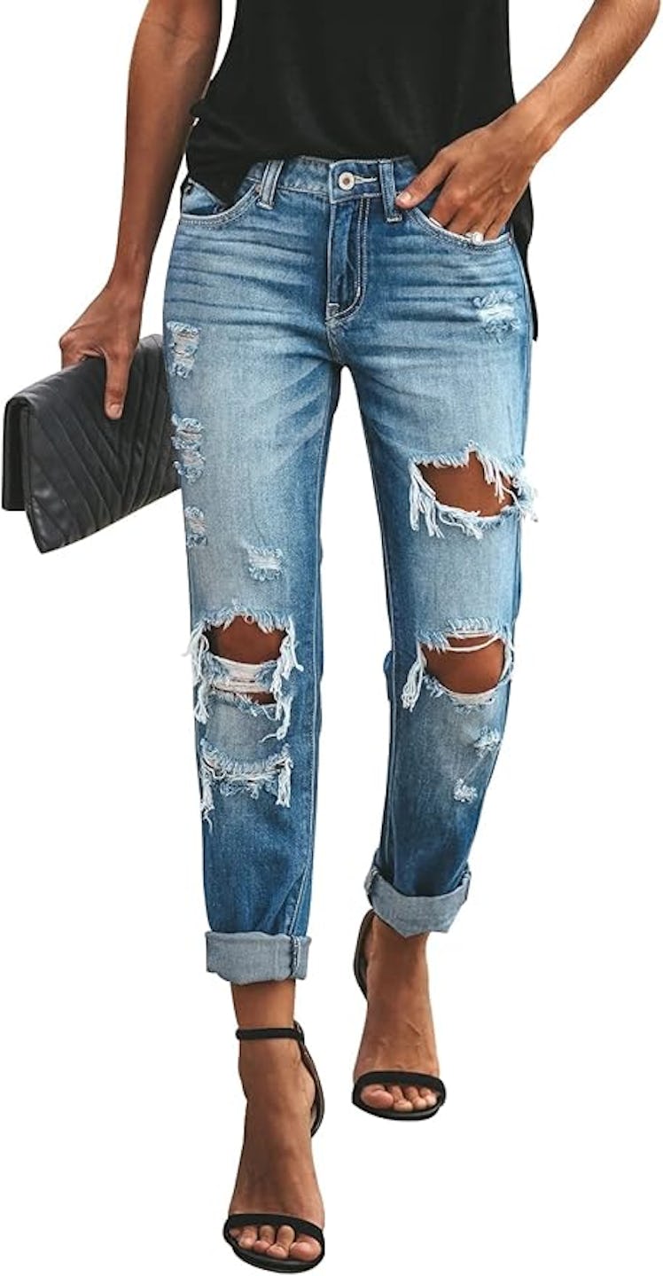 KUNMI Ripped Boyfriend Jeans 