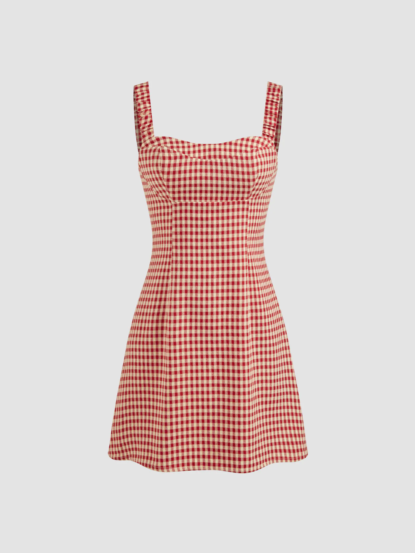 open lace back dress Toulouse Mini Dress Brown Gingham main image 0