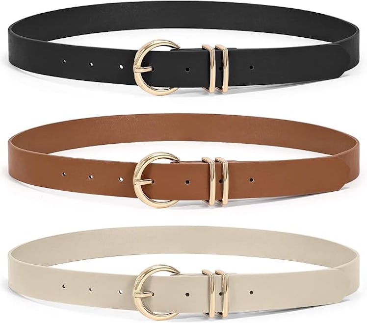 XZQTIVE Waist Belts with Gold Buckle (3-Pack)