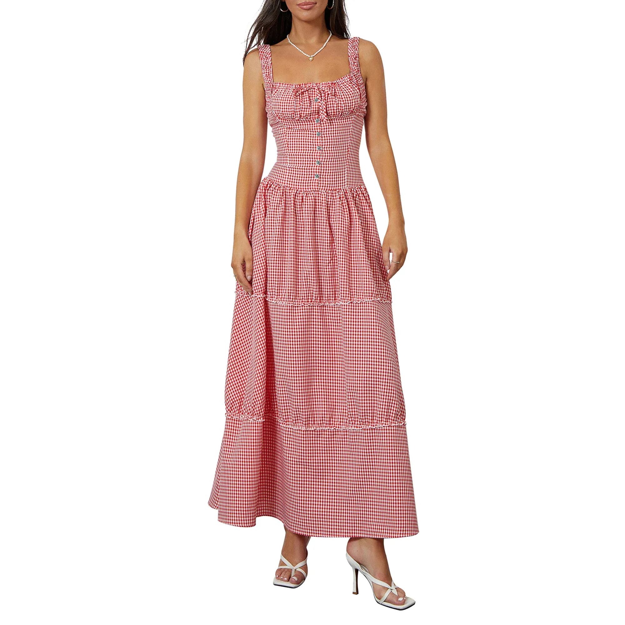a line summer dress midi Light Pink Midi A-Line Dress With Pockets | BCI Cotton
