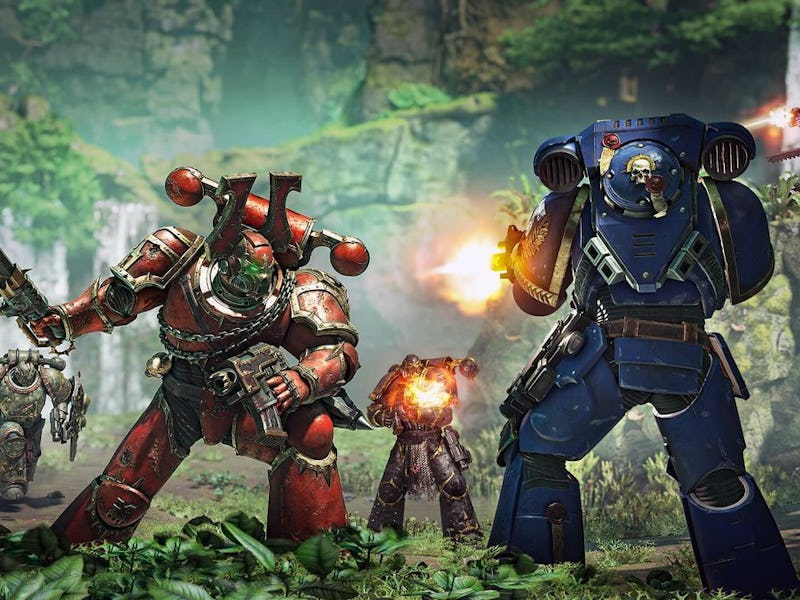 Two teams of Astartes do battle