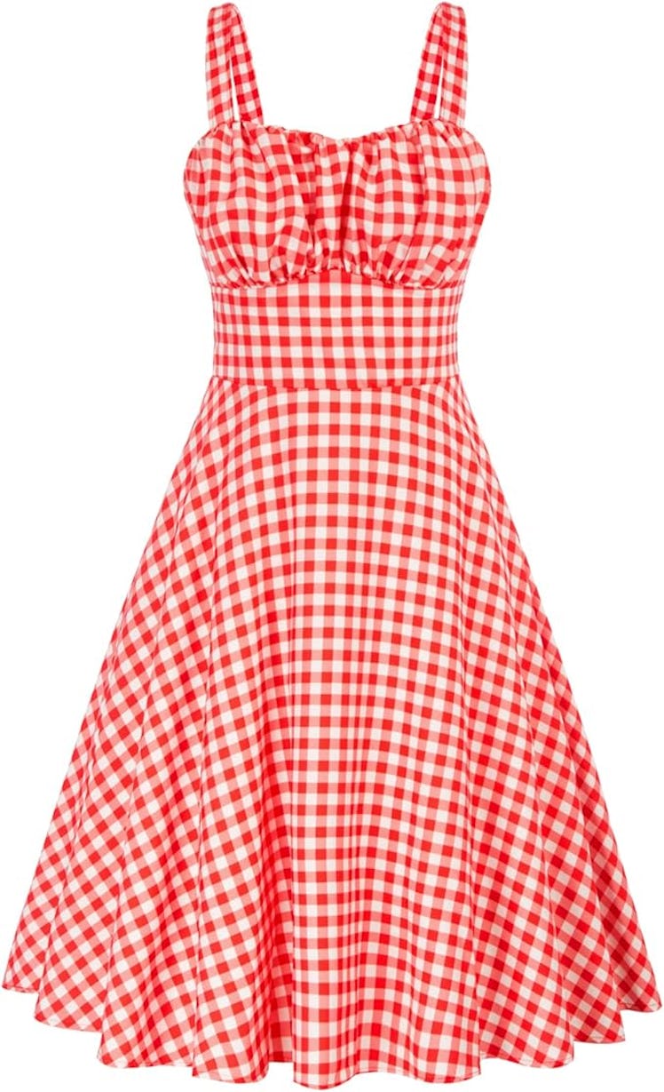 This red dress from Amazon is like Taylor Swift's gingham dress. 