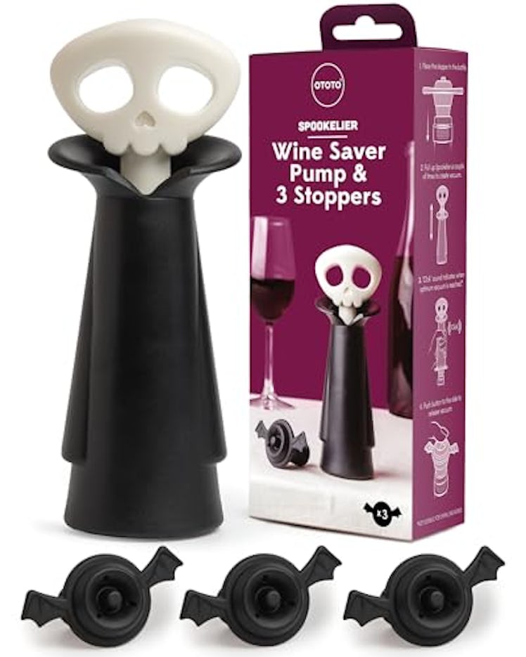 OTOTO Spookelier Wine Saver Pump and 3 Wine Stoppe