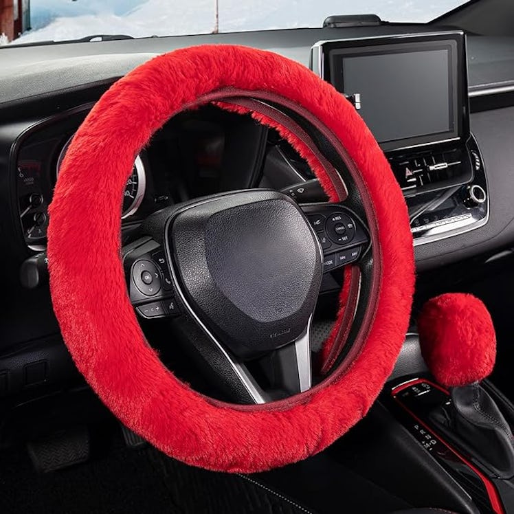 SEG Direct Furry Car Steering Wheel Cover