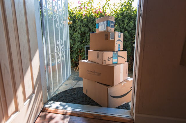 Image of an Amazon packages. Amazon is an online company and is the largest retailer in the world. C...