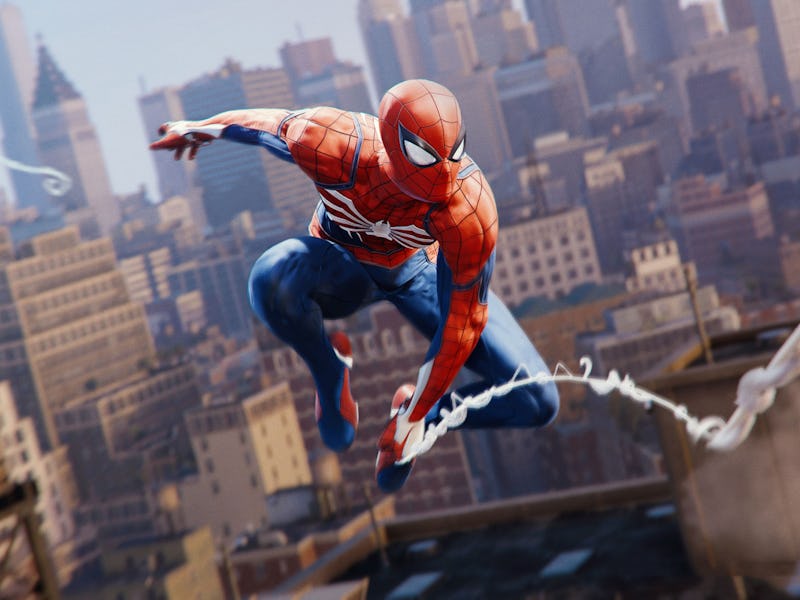 Spider-Man swings through Manhattan
