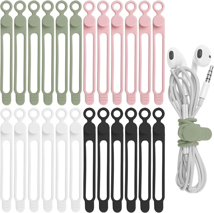 Nearockle Silicone Cable Straps (24 Pieces)