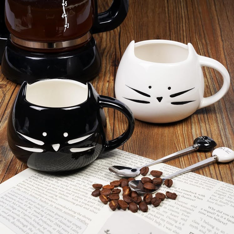 Koolkatkoo Cute Cat Ceramic Coffee Mug (2-Pack)