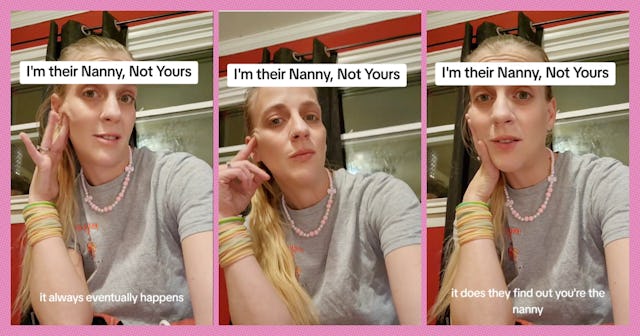 A woman poses in three frames, with text overlays stating "I'm their Nanny, Not Yours," expressing p...