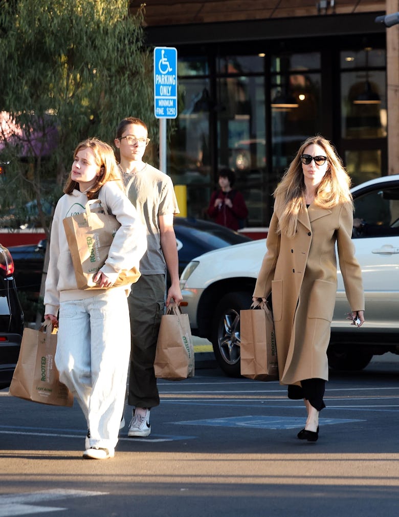 Angelina Jolie, Vivienne and Knox Jolie-Pitt, in Los Feliz, California.
