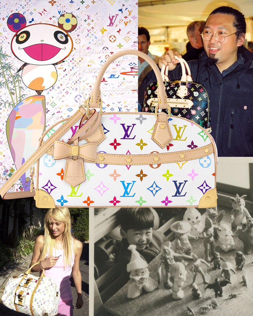 Clockwise from top left: Takashi Murakami’s ‘The World of Sphere,’ 2003; Takashi Murakami with Alma ...