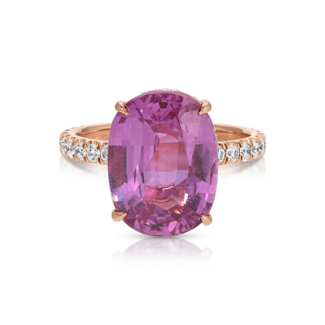 Ulla Diamond Ring with Oval Pink Sapphire Center