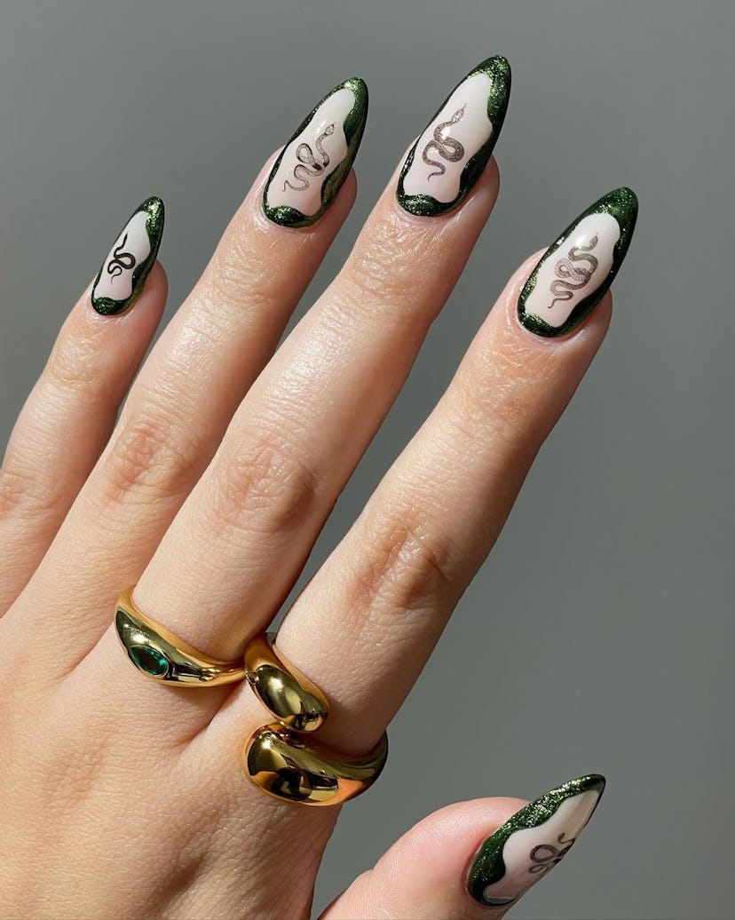 Celebrate the 2025 Lunar New Year with a snake-inspired manicure.