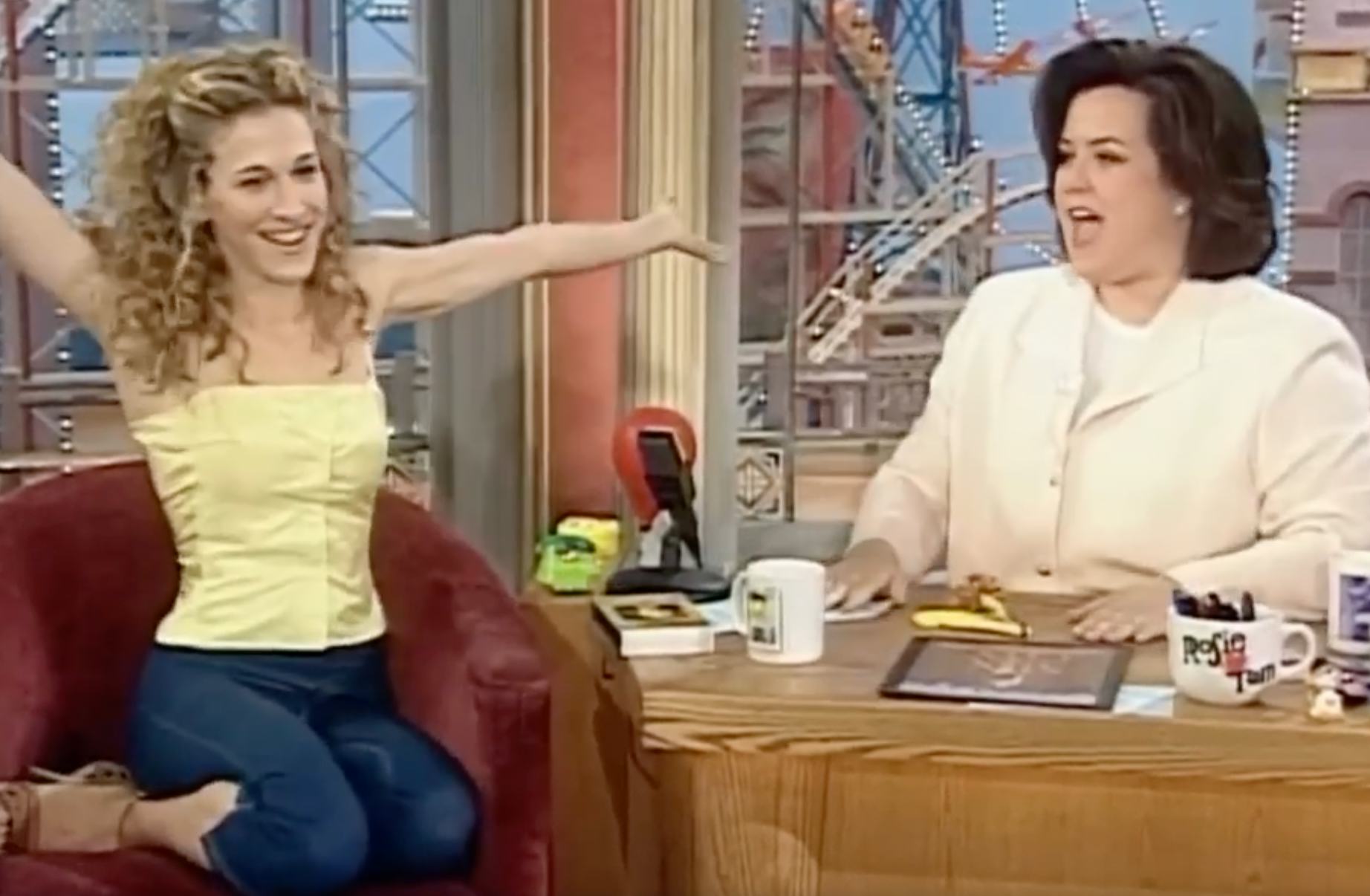 Sarah Jessica Parker and Rosie O&rsquo;Donnell in 1998. Screenshot via Instagram