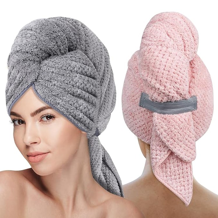 YoulerTex Microfiber Hair Towel Wrap (2-Pack)