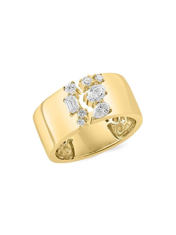 14K Yellow Gold &amp; 0.57 TCW Diamond Cuff Ring