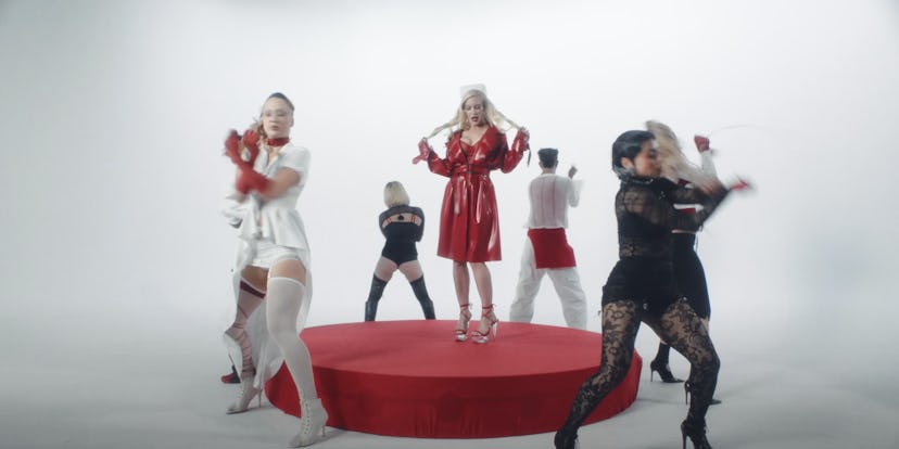 Heidi Montag’s red latex coat