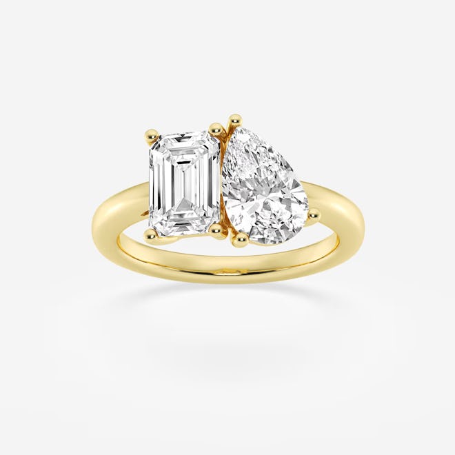 4 ctw Toi Et Moi Pear and Emerald Engagement Ring