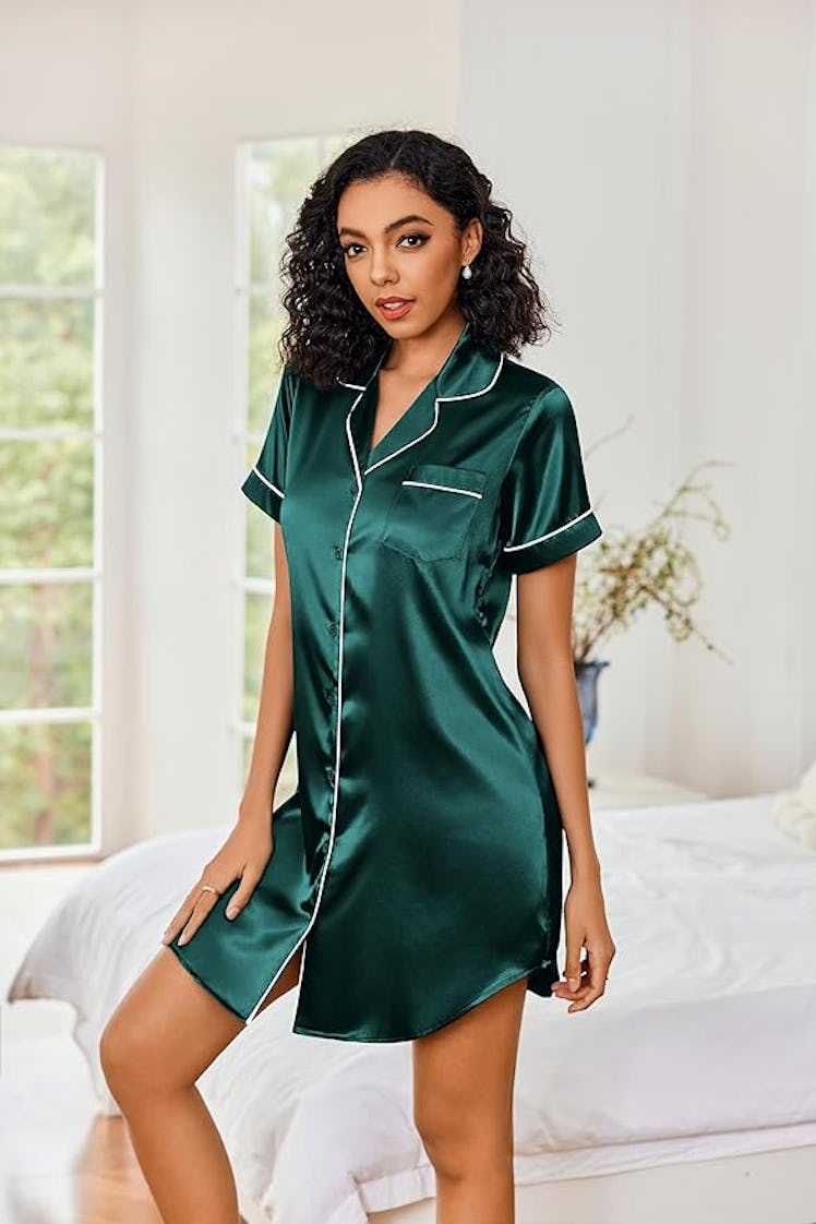 Ekouaer Satin Nightshirt